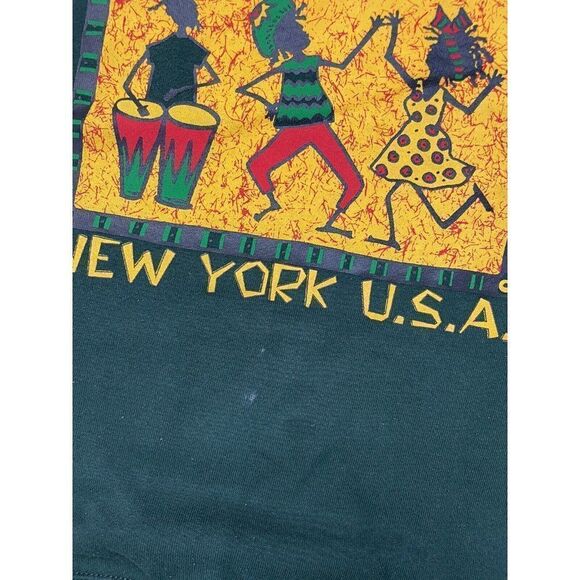 VINTAGE Harlem New York USA Crewneck Sweatshirt Men Large Art Music 90s - Picture 3 of 9